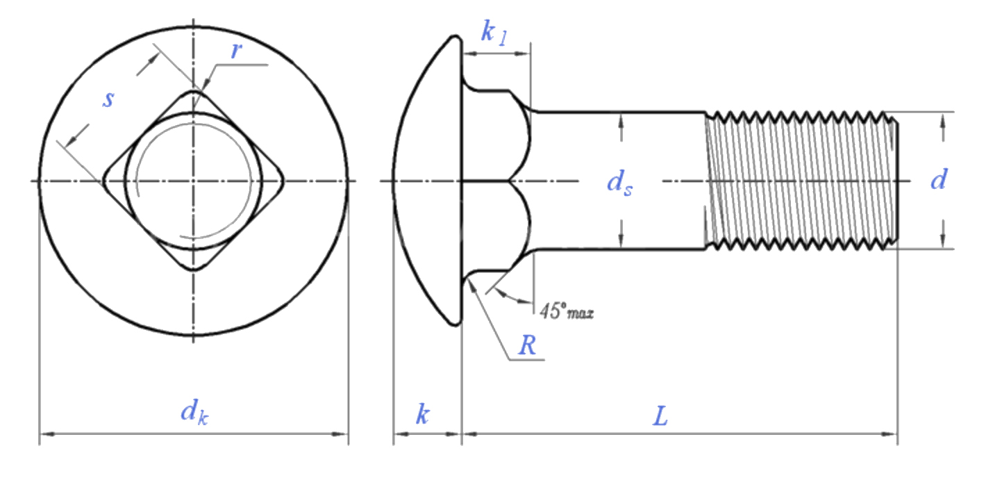 ASME B18.5 Carriage Bolt drawings